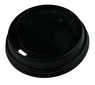 PS Plastic Hot Cup Lids - Black, 80mm Diameter (1000) - Matthews