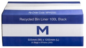 FP Recycled Bin Liner 100L - Black, 925mm x 1200mm x 30mu  - Matthews