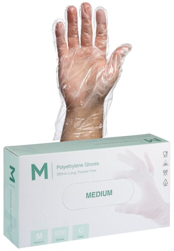 Polyethylene Gloves - Clear, S-M, 240mm Cuff, 1.0g  - Matthews