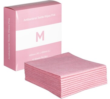 Antibacterial Textile Wipes - Pink, 400mm x 400mm, 140gsm   - Matthews