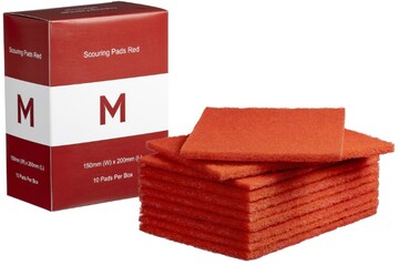 Regular Scouring Pads - Red, 150mm x 200mm x 8mm Carton 80 *Medium Duty - Matthews