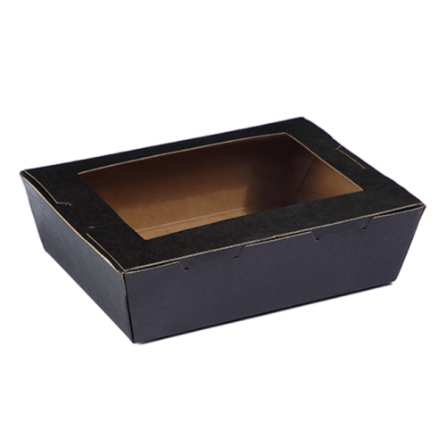 Extra Small Window Lunch Box (400ml) Black 120 x 88 x 37 - Detpak